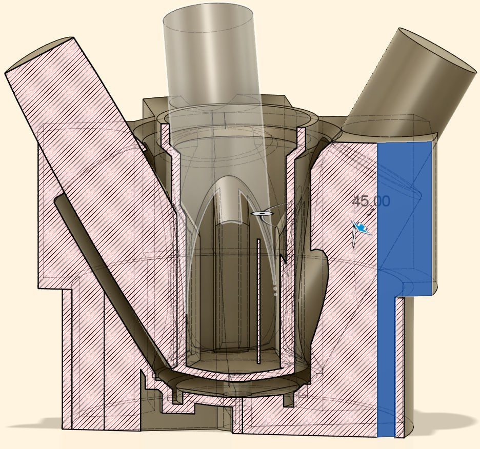 Sectioned mechanical component designed in CAD