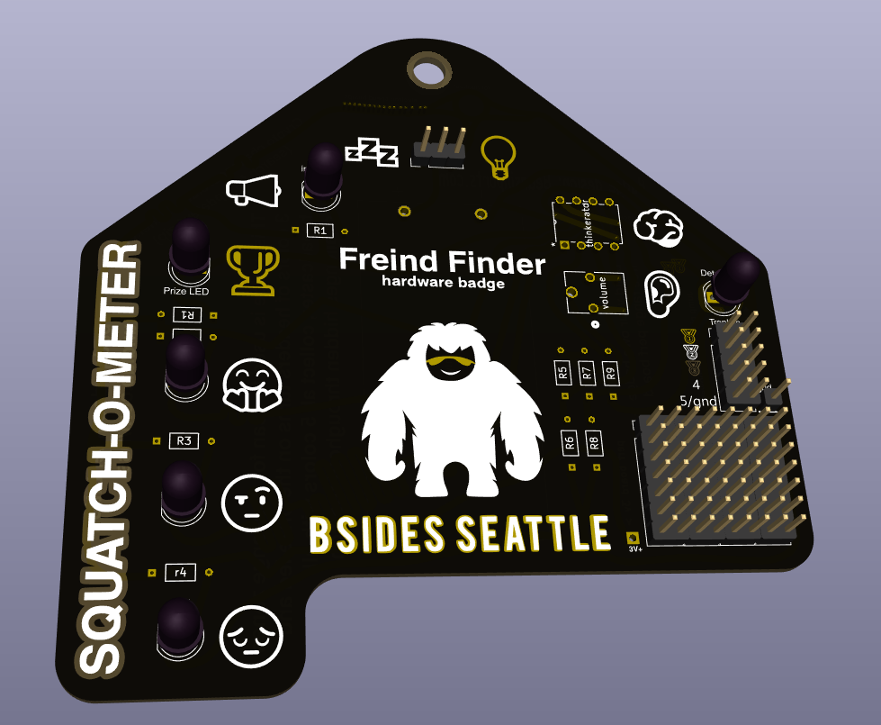 Professional electronic design automation rendering of a conference badge